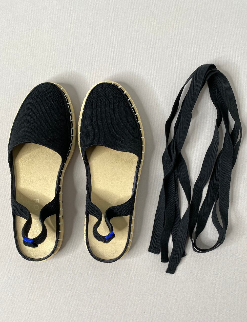 Rothy's The D'Orsay Black Espadrilles w/Removable Ties Women's 7.5